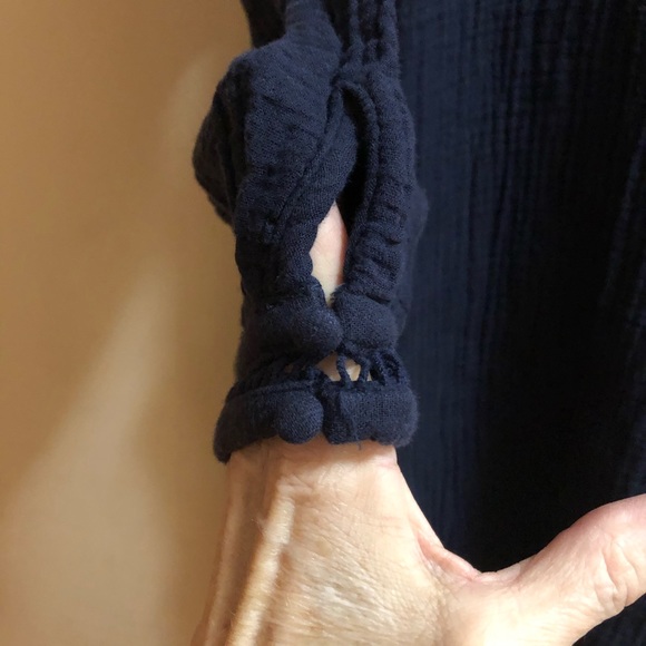 Zara tunic navy blue slubbed fabric size Small - Picture 3 of 7